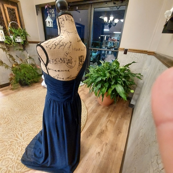 Navy one shoulder formal or bridesmaid dress - Picture 3 of 3
